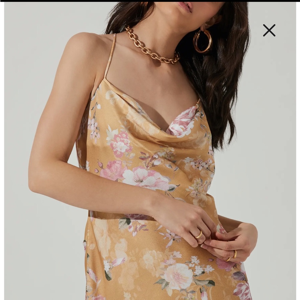 ASTR Gaia Strappy Bias Cut Satin Midi Dress - Picture 2 of 3